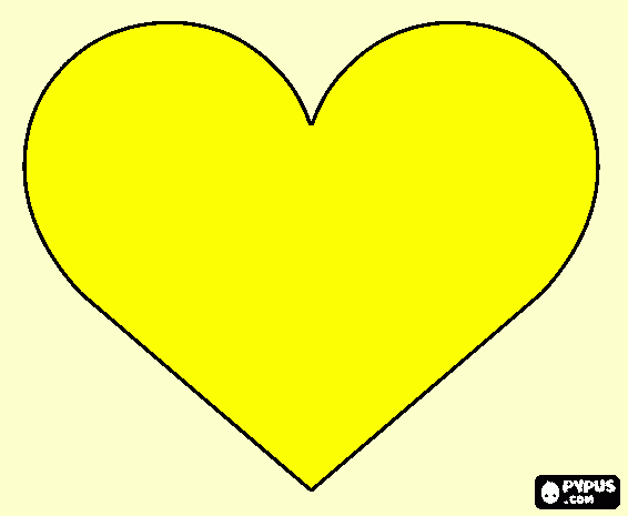 Coração Amarelo para colorir e imprimir
