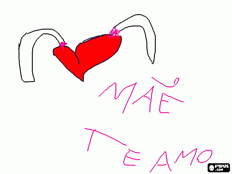 coração e embaixo escrito mãe eu teamo para colorir e imprimir