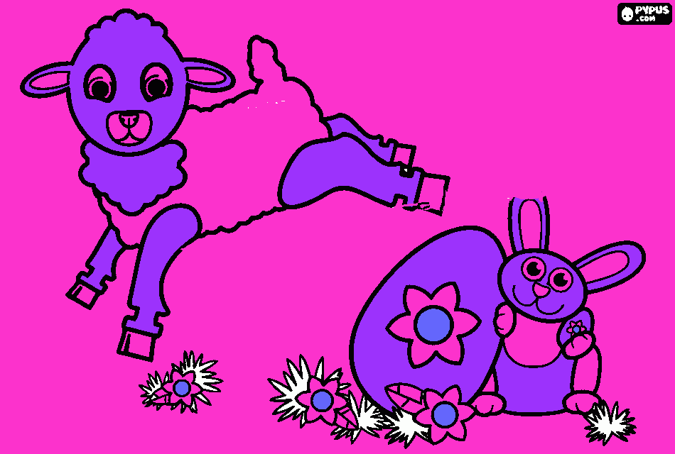 cordeiro ,coelho e ovo de pascoa para colorir e imprimir