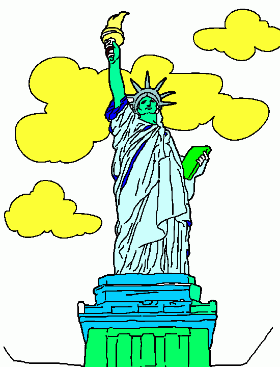 Cores frias (estatua da liberdade) para colorir e imprimir