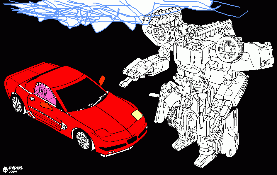 corvette e robo do transformes para colorir e imprimir