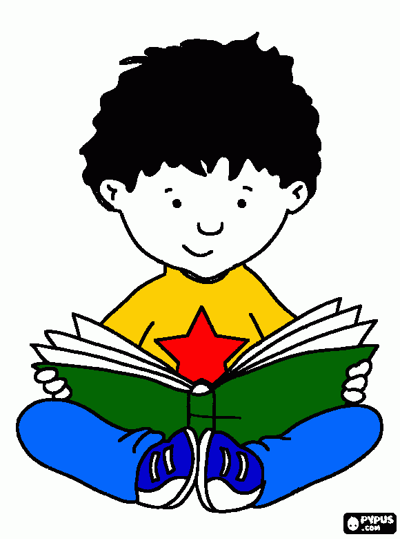 criança lendo para colorir e imprimir