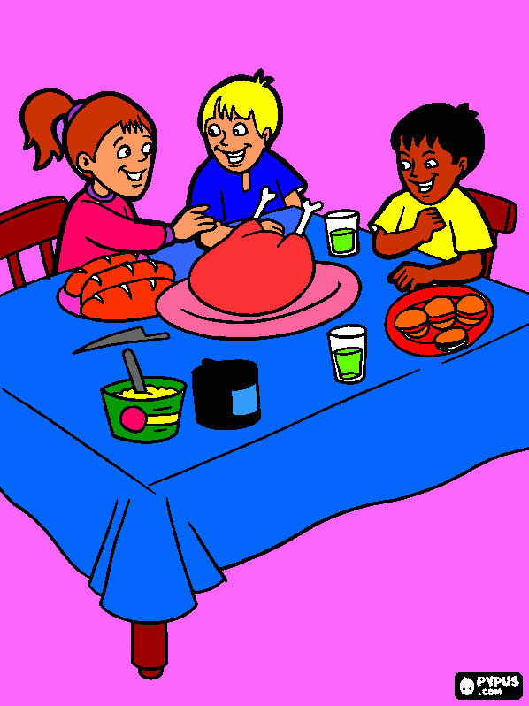 crianças jantando!!!!!! para colorir e imprimir