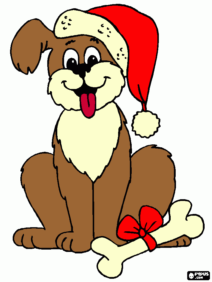 Cão Noel para colorir e imprimir