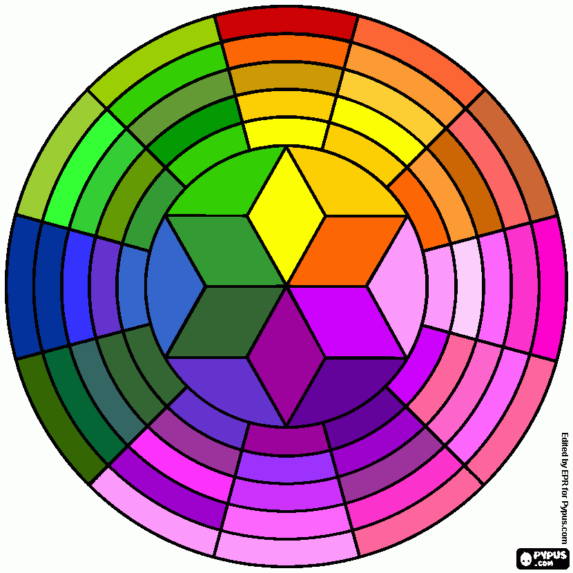 círculo cromático mais completo para colorir e imprimir
