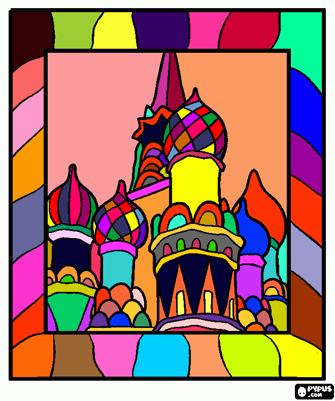 Cúpula da Catedral de São Basílico (Rússia) para colorir e imprimir