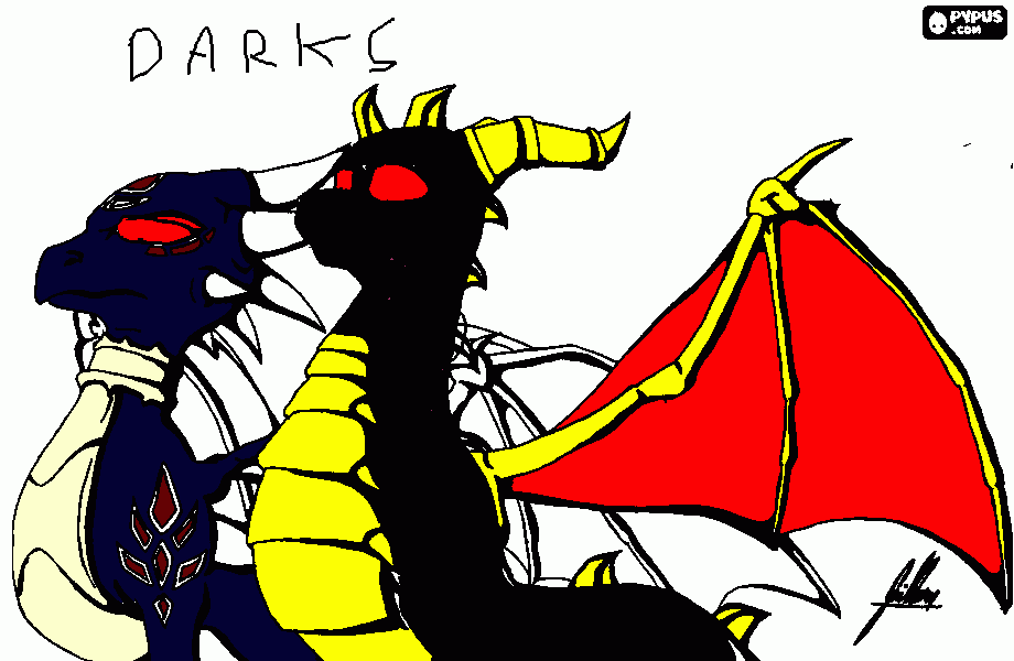 dark spyro e dark cyender para colorir e imprimir