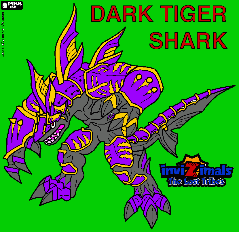 dark tiger shark para colorir e imprimir