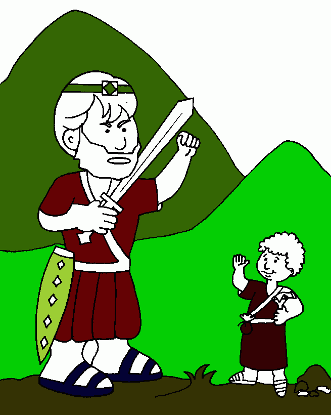davi e golias para colorir e imprimir