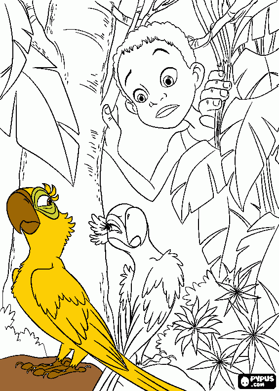 Desenho arara amarela para colorir e imprimir