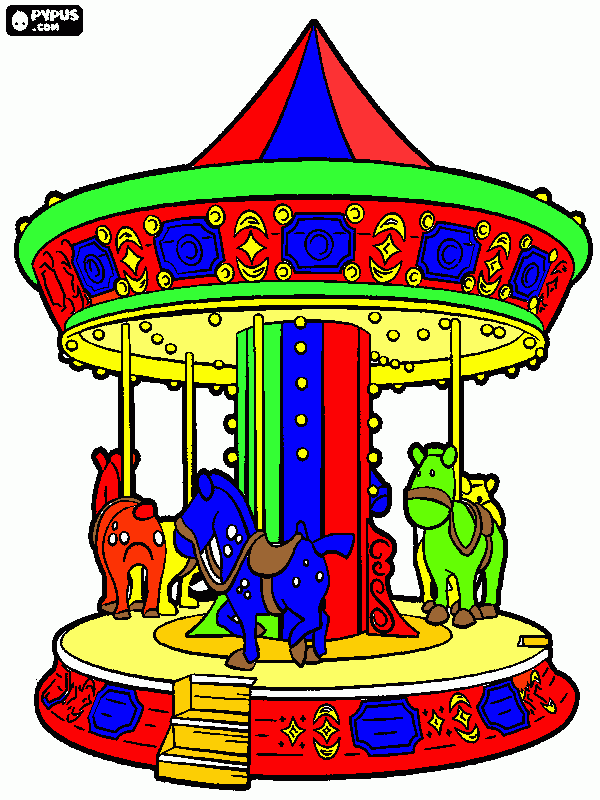 DESENHO CARROSSEL para colorir e imprimir