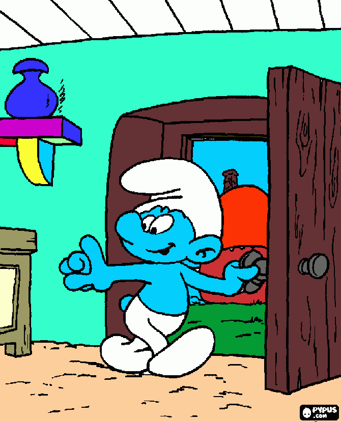 desenho colorido dos smurfs para colorir e imprimir