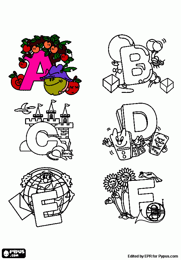 DESENHO COM A LETRA A para colorir e imprimir