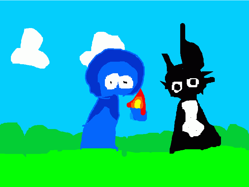 Desenho com dois personagems no exterior para colorir e imprimir