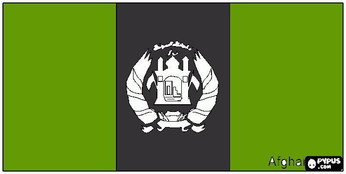 desenho da bandeira do afeganistão para colorir e imprimir