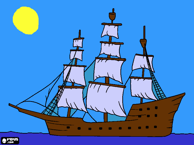 desenho da caravela para colorir e imprimir