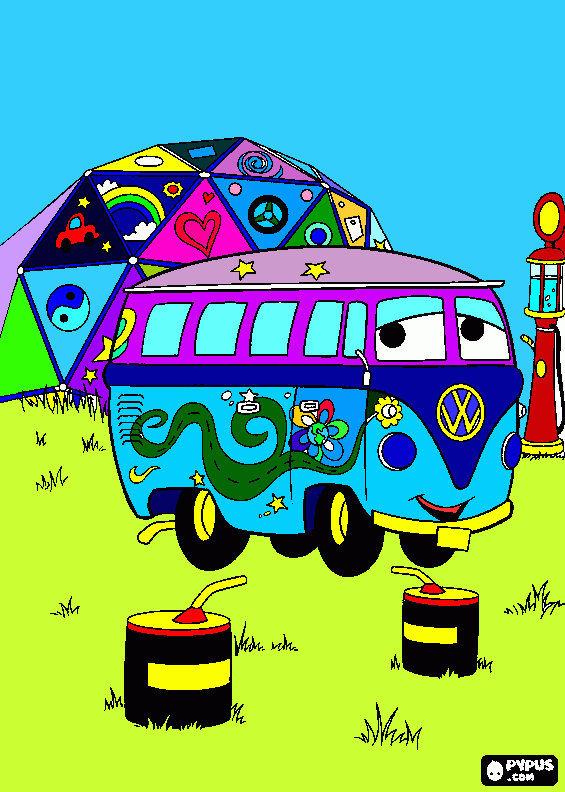 Desenho da Kombi para colorir e imprimir