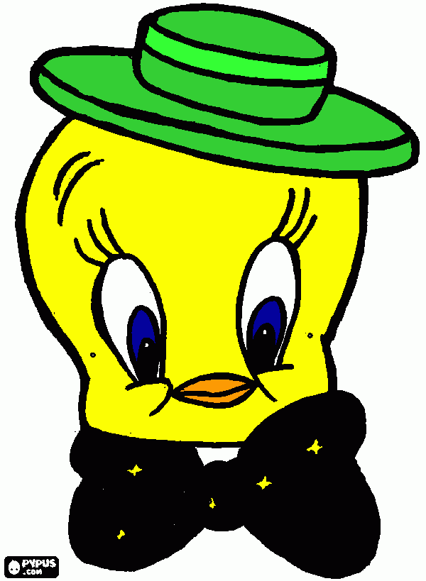 desenho da mascara de piu piu o pequeno canario que frajola  ou silvester tenta pegar para colorir e imprimir