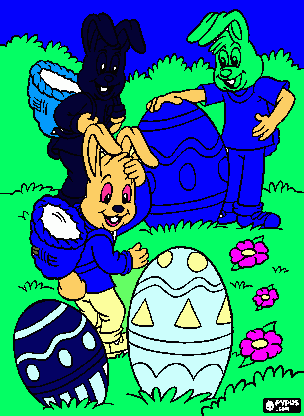desenho da pascoa de coelhinhos ahahah!!! para colorir e imprimir