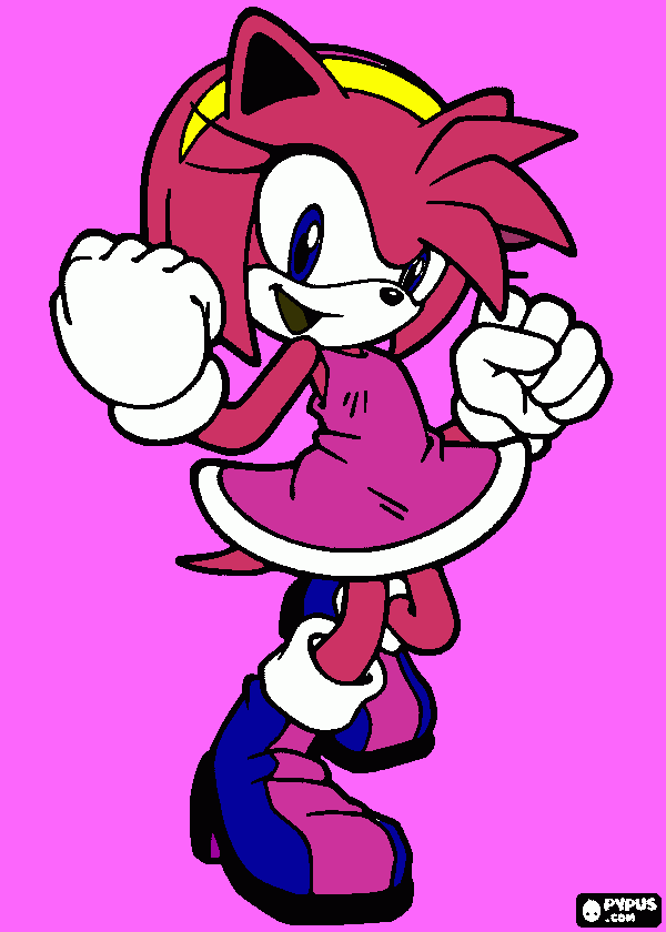 desenho de amy rose a fémea de ouriço para colorir e imprimir