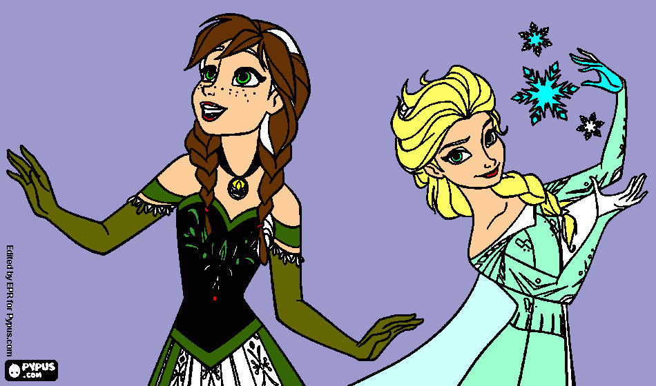 Desenho de Anna e Elsa, as princesas do filme da disney. para colorir e imprimir