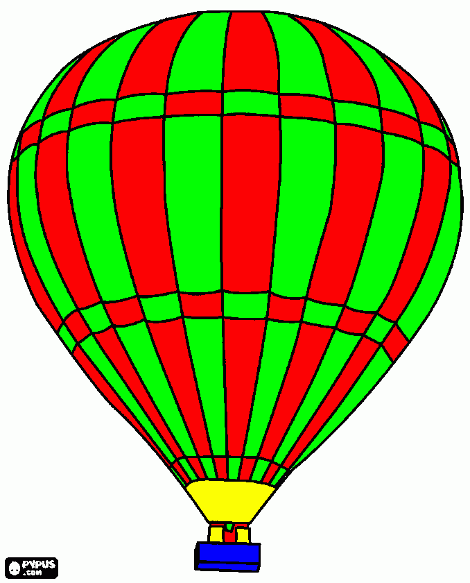desenho de balão de ar quente com o cesto retangular para colorir e imprimir