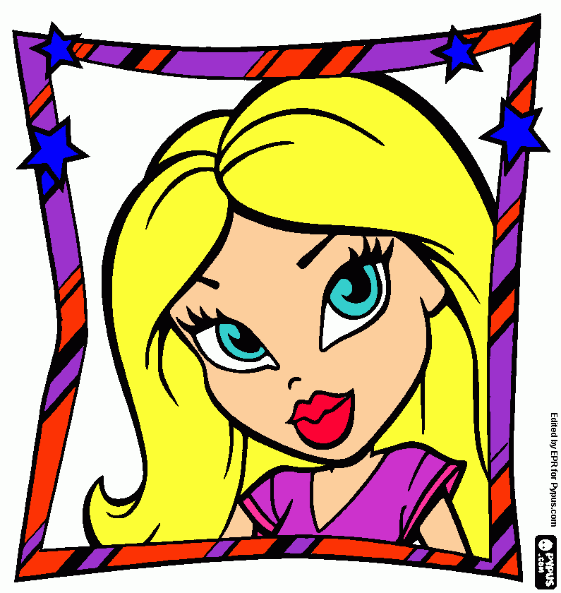 desenho de cara de uma linda garota bratz para colorir e imprimir