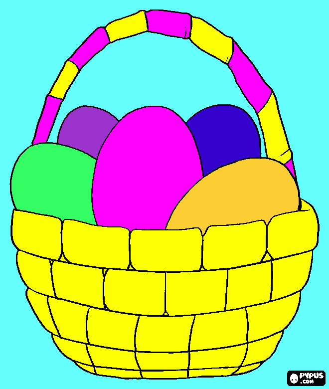 desenho de cesto cheio de ovos protos pita-las e transfomá-los em ovos de pácoa para colorir e imprimir