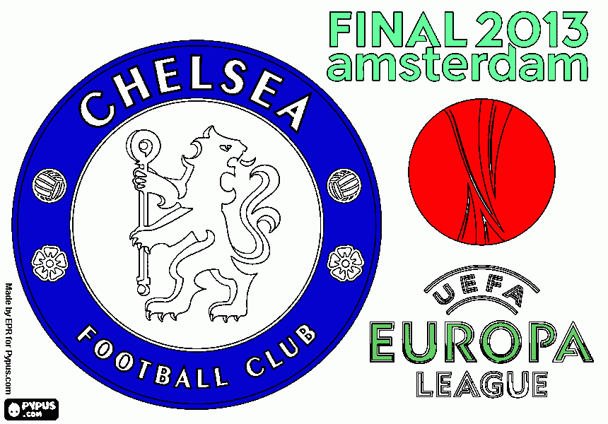 desenho de chelsea FC campeao uefa europa league 2012-2013  para colorir e imprimir