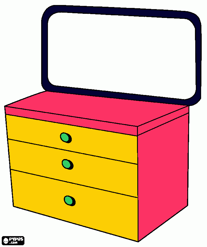 desenho de comoda com espelho  para colorir e imprimir
