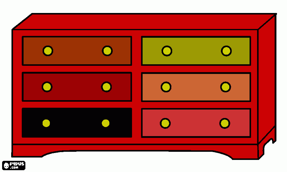 desenho de comoda de gavetas  para colorir e imprimir