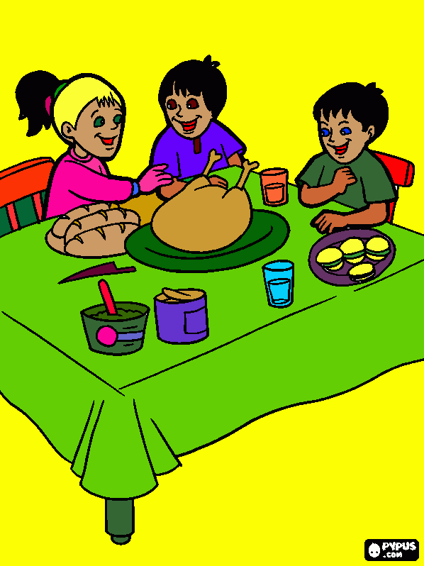 desenho de criança lanchando para colorir e imprimir