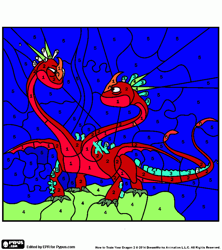 Desenho de dois dragões para colorir e imprimir