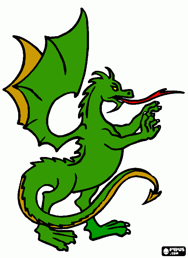 desenho de Dragão heráldico para colorir e imprimir