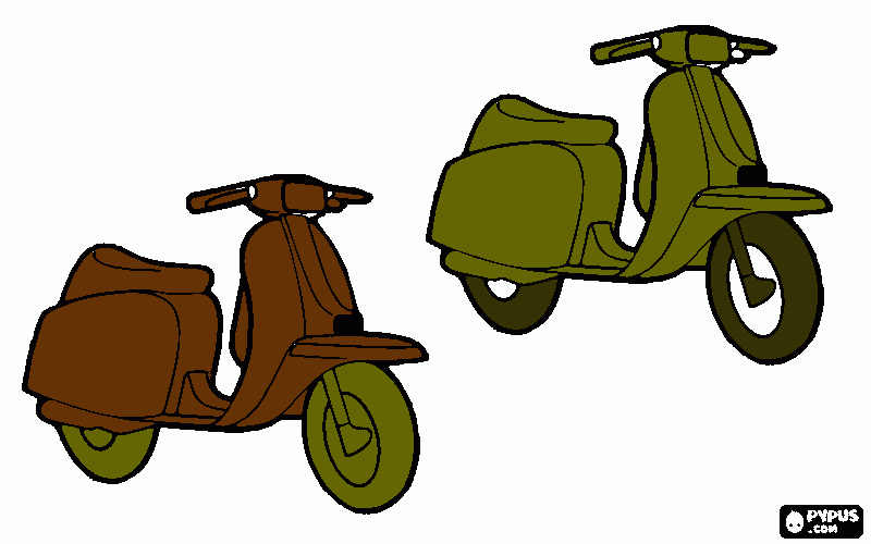 desenho de duas motos scooter  para colorir e imprimir