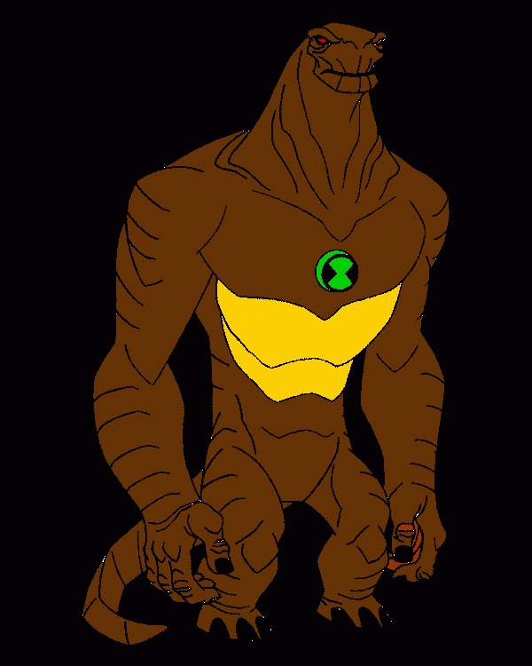 desenho de Enormossauro ou Humongosaur, um alienígena humanóide dinossauro que tem força sobre-humana e pode modificar o seu tamanho a vontade para colorir e imprimir