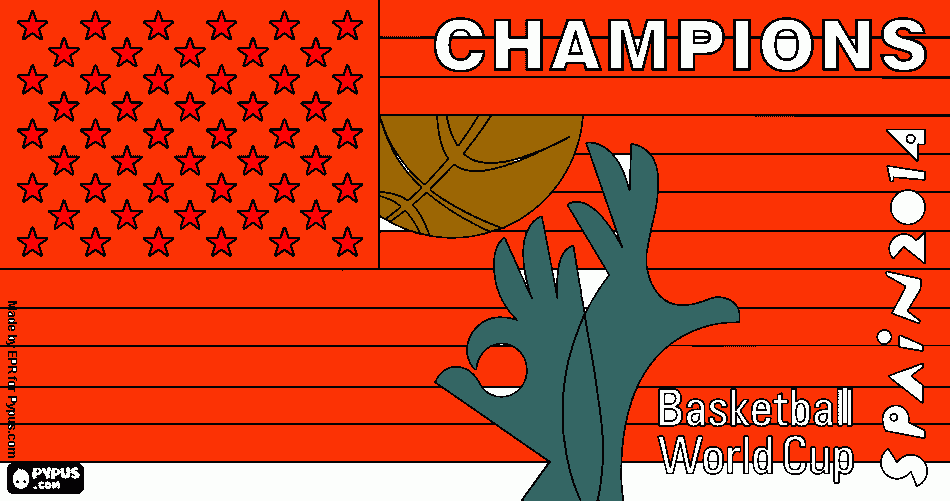 desenho de estados unidos da america campeao da copa do mundo de fiba 2014  para colorir e imprimir