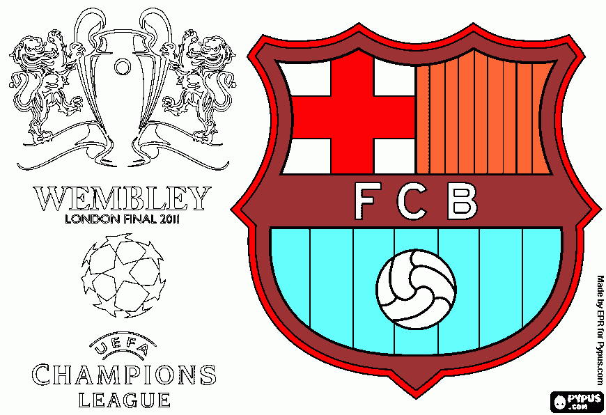 desenho de fc barcelona campeao da liga dos campeoes para colorir e imprimir