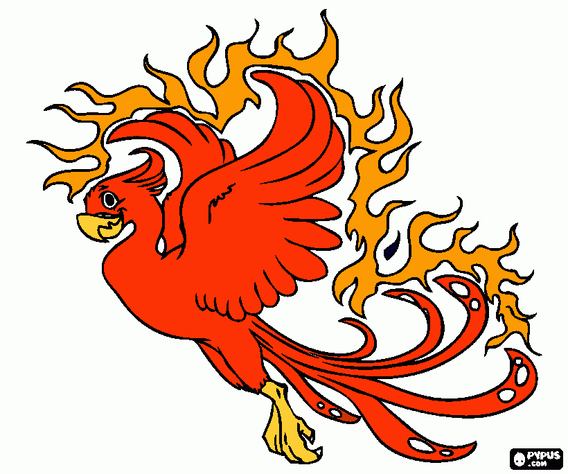 desenho de fenix ou fenix é um passaro mistico que consumido pelo fogo e renace das cinzas para colorir e imprimir