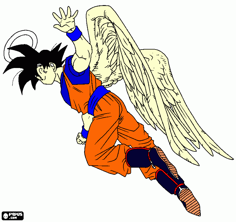 desenho de Goku como um anjo para colorir e imprimir