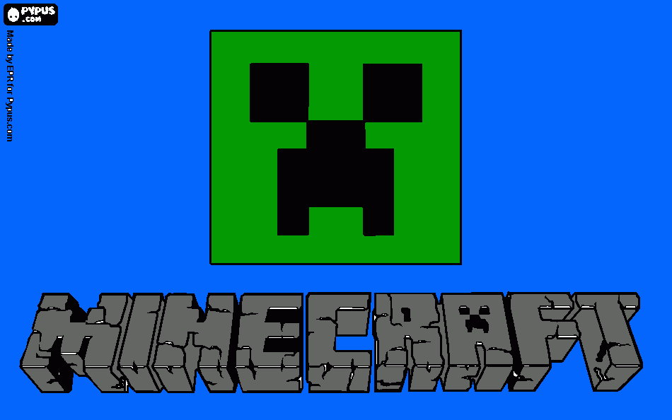 desenho de logo Minecraft com rosto de um creeper para colorir e imprimir