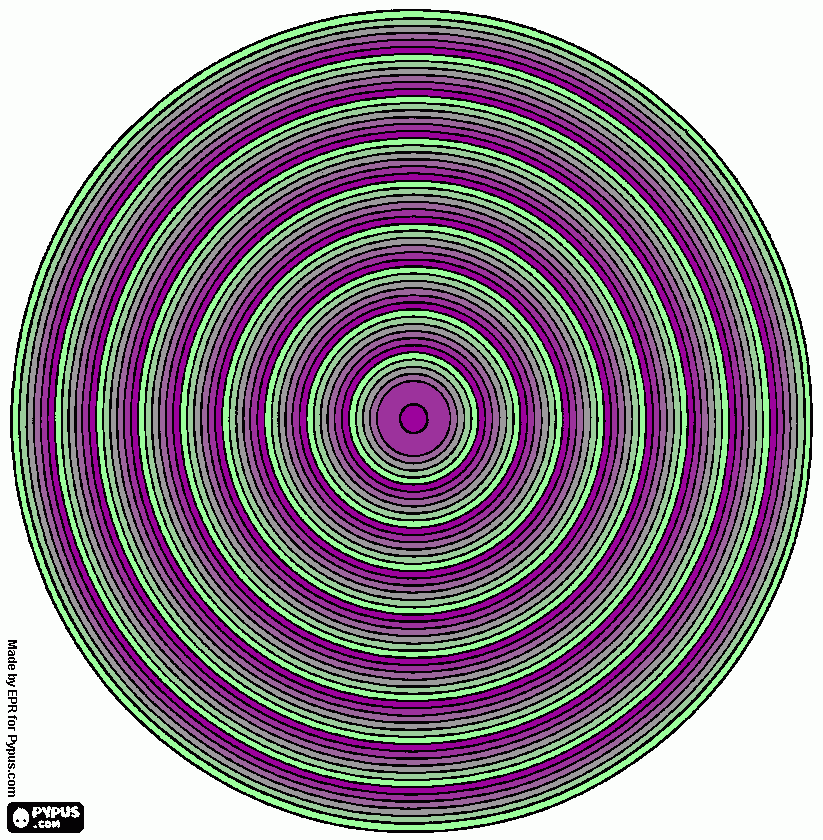 desenho de Mandala feita com circulos concentricos para colorir e imprimir