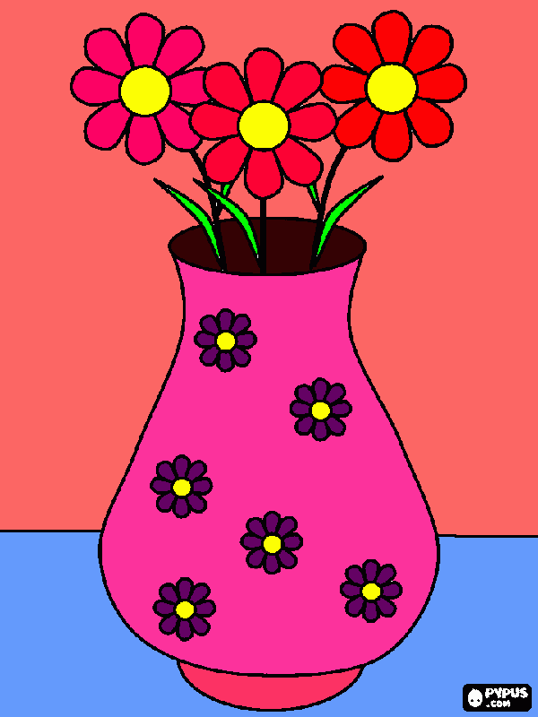 desenho de margaridas em um vaso decorado para colorir e imprimir