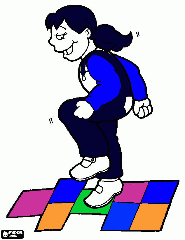 desenho de menina jogando amarelinha para colorir e imprimir