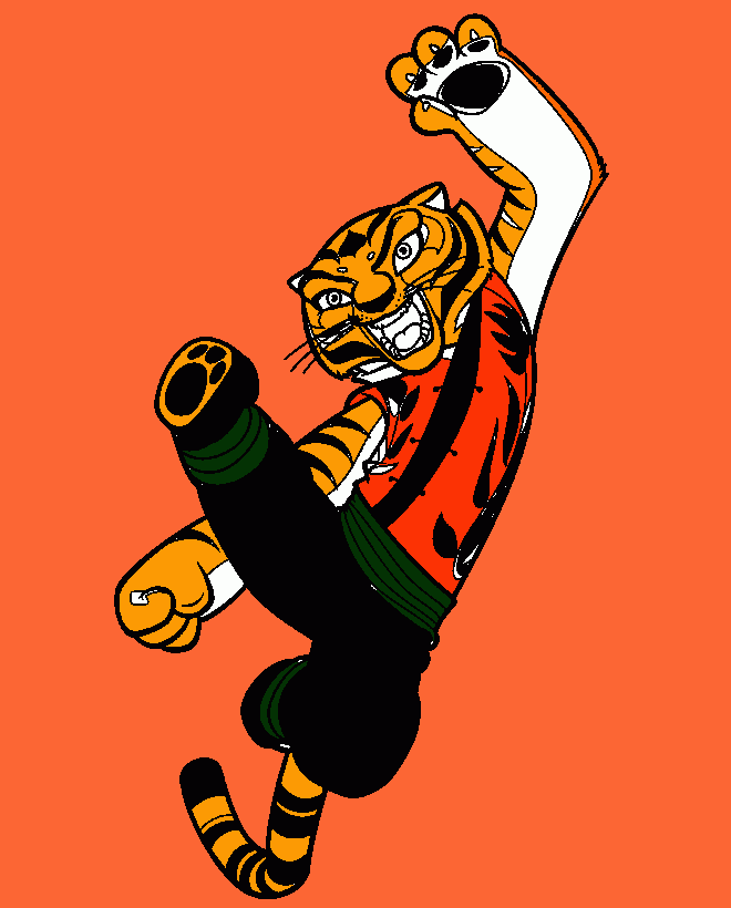 desenho de mestre tigresa pronta para lutar para colorir e imprimir