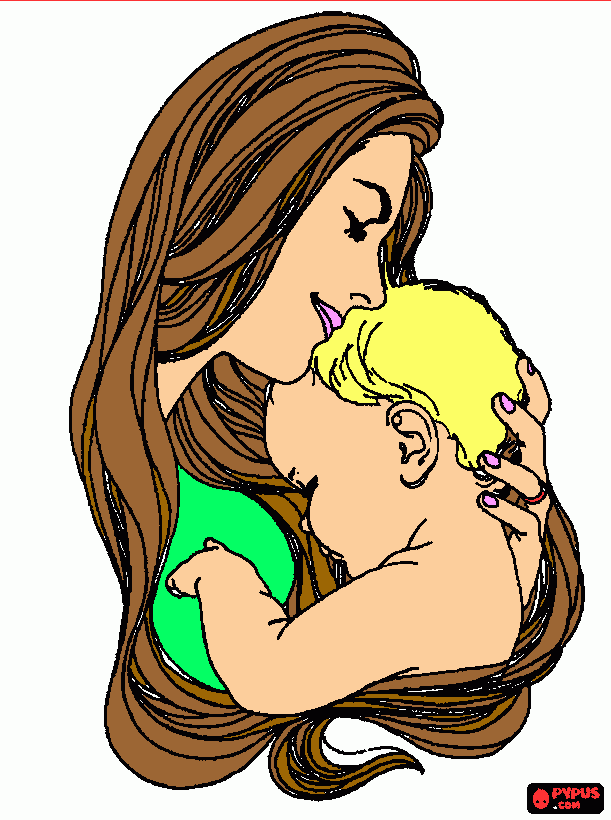 desenho de mãe com filho para colorir e imprimir