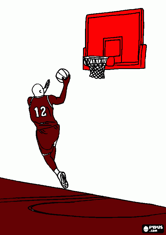 desenho de o jogador de basquete vai para cesto  para colorir e imprimir