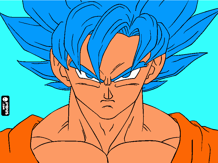 Desenho De O Rosto De Goku Um Guerreiro Super Saiyajin Deus Super Saiyajin para colorir e imprimir
