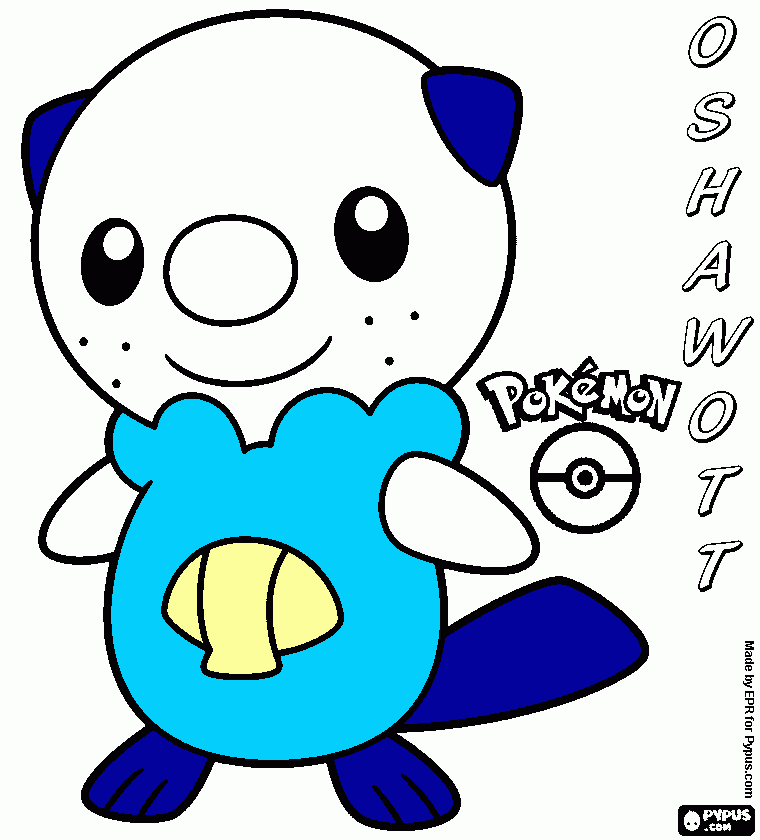 desenho de Oshawott, Starter Pokémonr tipo água de Teselia. Mijumaru em Japonês evolui para dewott e samurott para colorir e imprimir