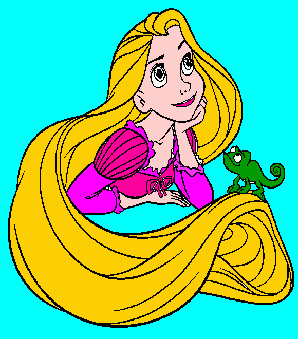 desenho de rapunzel sonhando acordada em seu principe encantado para colorir e imprimir